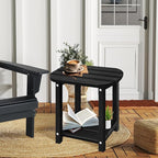 LZRS Outdoor Side Table - 2-Tier Adirondack HDPE Patio End Table for Pool, Porch,Balcony & Backyard,Weather Resistance for Indoor and Outdoor use(Black)