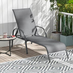 Giantex Patio Lounge Chair, Outdoor Chaise Lounge with 5 Adjustable Backrest, Sturdy Steel Frame, Sunbathing Recliner, Tanning Chair for Beach, Outside, Yard, Balcony, Pool Chairs (1,Dark Gray)