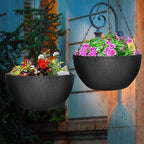 Enenes 13 Inch Large Hanging Planters 2 Pack, Plastic Plant Pots with Drainage Holes and Chains for Indoor or Outdoor Garden, Patio, Large Hanging Baskets