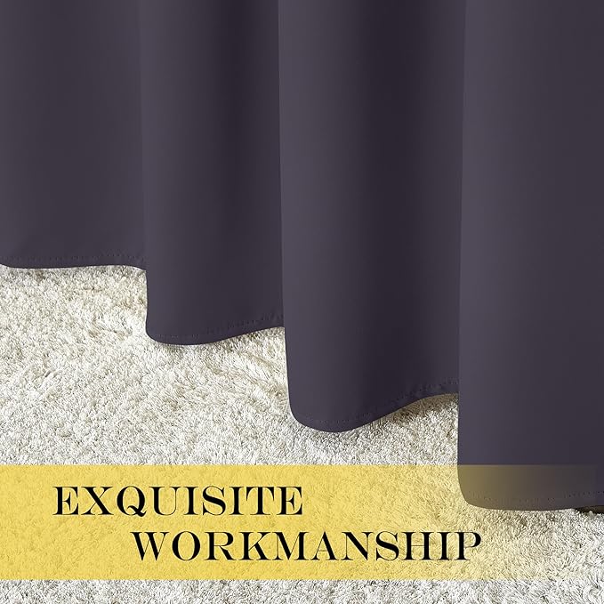 NICETOWN Blackout Drapery Curtain Panel 90 inches Long - Window Treatment Thermal Insulated Grommet Blackout Curtain/Drape for Bedroom Living Room (Greyish Purple, 1 Panel, 46 by 90 inches)