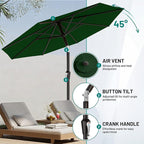 AreShark 9 FT Patio Umbrella for Outdoor, Outdoor Table Umbrella with Push Button Tilt and Crank, Outdoor Patio Umbrellas with 8 Sturdy Ribs for Market, Garden, Pool (Dark Green)