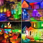 Solar Spotlights Outdoor Waterproof, RGB Landscape Spotlights, Christmas Decorative Solar Spot Lighting for Garden, Yard, Pathway, Lawn, Poolside, Party, 2-in-1 Mounted (RGB, 2 Pack)