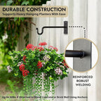 RTZEN Plant Hangers Indoor or Outdoor - Wrought Iron Metal Hanger Indoor Hook - Heavy Duty Wall Bracket Hooks for Hanging Plants Baskets Lanterns Wind Chimes - 2 Pack (Black Shepherds Hooks 7.5")