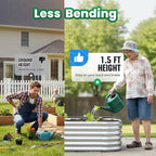 Quictent Raised Garden Bed Kit Oval Galvanized Metal Planter Box Tall for Vegetables Outdoor Backyard, Strengthened by Crossbar, Silver 8x4x1.5 ft