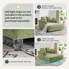 VINGLI Modern Floating Chaise Lounge Chair with Acrylic Legs, Upholstered Cushion Deep Seat Lounge Sofa with Iron-Wood KD Frame, Pillow Armrest, Accent Chair for Living Room, Play Room Apartment