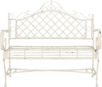Safavieh PAT5017A Collection Adina Antique White Wrought Iron 51.25" Outdoor Garden Bench