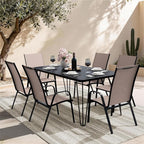 JEAREY Patio Dining Chairs Set of 6, Outdoor Stackable Dining Furniture Set, All Weather Dining Set for Lawn, Garden, Backyard, Poolside, Brown