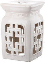 Safavieh Castle Gardens Collection Beijing Filigree Antique White Glazed Ceramic Garden Stool