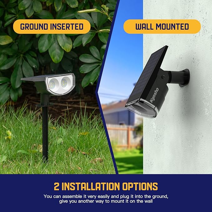 Kyosho IP67 Waterproof Color Solar Spot Lights Outdoor, Color Changing Outdoor Halloween Lights, RGBW Multicolor Solar Spotlight with 9 Modes for Lawn, Pathway, Yard, 8 Pack