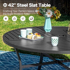 5 Pieces Patio Dining Set, 4 x Woven Rattan Chairs with Waterproof Cushion, 42” Metal Round Dining Table with Umbrella Hole, Outdoor Table and Chairs Set for Backyard Lawn and Deck, Beige