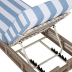 SAFAVIEH Outdoor Patio Furniture Collection - Gillian Heather Tan Rope Daybed, Baby Blue Stripe Cushion, Coastal Sunlounger, Fully Assembled (PAT7527U)