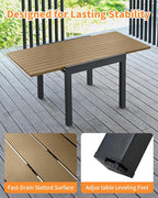 5 Pieces Expandable Patio Dining Set, Never-Rust Aluminum Outdoor Dining Table Set, 32"-65" Extendable Dining Table and Stackable Textilene Dining Chairs for Garden, Deck, Indoor, Teak