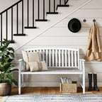 Grand patio 52" Farmhouse Outdoor Bench, Garden Benches with Rust Free Metal Powder Coated Frame and Aluminum Backrest, Faux Wood Grain Finish Frame Patio Bench for Front Porch,Gray-White