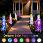 Solar Garden Lights, 6 Pack 20 LEDs Solar Delphinium Flowers Lights Gifts for Mom Grandma Women, Waterproof Solar Outdoor Lights Two Lighting Modes for Wedding Garden Yard Patio Decor