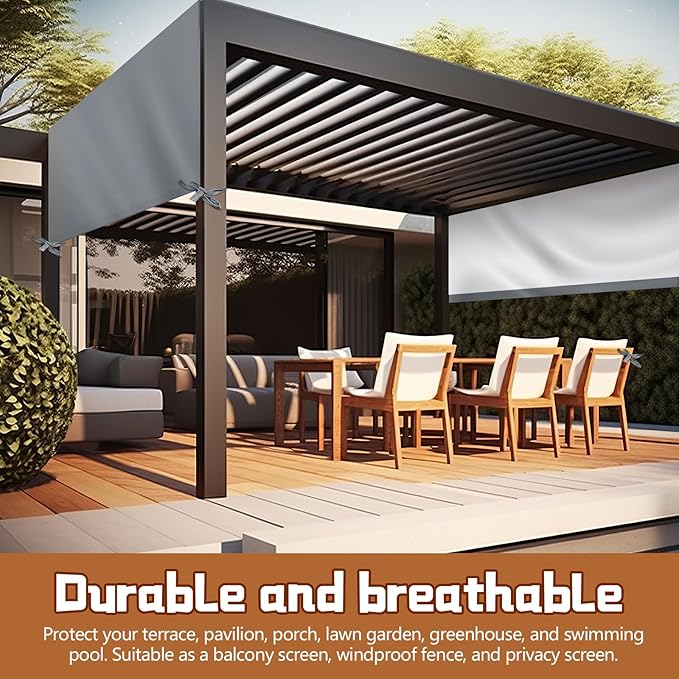 Universal Pergola Replacement Canopy Outdoor Canopy Shade Cover Waterproof Shade Top Cover for Outdoor Patio Porch Backyard(12 x 10 ft,Gray)