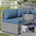 SUNLEI 5pcs Patio Furniture Sets Conversation Set, Low Back All-Weather Rattan Sectional Sofa with Tea Table&Washable Couch Cushions, Outdoor Furniture Set (Silver Rattan)