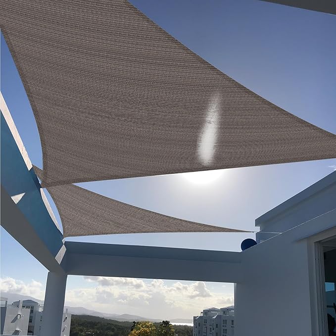 SUNNY GUARD Custom Size 11'x18'x21.1' Triangle Brown UV Block Sunshade for Backyard Yard Deck Patio Garden Outdoor Activities and Facility(Customized)