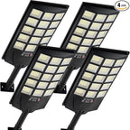 Solar Lights Outdoor Waterproof, 6500K Dusk to Dawn Solar Street Light Motion Sensor with Remote, LED Security Flood Light for Outside Garden Yard Path, Oudoor Parking Lot Lights, 4PACK