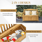 Outvita Outdoor Wood Storage Bench, Wooden Large Deck Box with Seating & Armrest, Waterproof Patio Organizer Loveseat for Garden Porch Deck Backyard Poolside(Yellow)