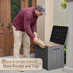 Flamaker 2 Pack Deck Box 31 Gallon Waterproof Resin Storage Box with Lid Indoor Outdoor Delivery Box Storage Bin for Patio Cushions (Grey)