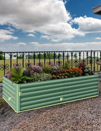 GarveeLife 8x4x2 ft Galvanized Raised Garden Bed, 24" Tall Metal Planter Box for Flowers Vegetables, Rust-Resistant Raised Garden Beds for Gardening, Easy Assembly Outdoor Garden Box & Planters,Green