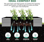 8x4x1.5FT Galvanized Raised Garden Bed,Vegetable Boxes-Rectangle Metal Flower Box,Large Planter Raised Beds Outdoor Garden for Planting,Fruit,Herb-Silver