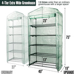 Worth Garden 50% Extra Wide Mini Greenhouse 5 Tier Portable Plant Green House 40in Wide -Sturdy Gardening Shelves with PE Cover & Roll-Up Zipper Door - Indoor & Outdoor Use - 19″W. x 40″L. x75″H.