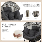 JAMFLY Egg Chair Rocking Chairs, Wicker Patio Chair Oversized Lounger Chair with Cushion for Indoor Living Room Bedroom Outdoor Patio Backyard Balcony Garden, Dark Gray