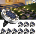 btfarm 10 Pack Solar Ground Lights Outdoor, 8 LED Solar Disc Lights IP65 Waterproof Flat Solar Light, Pathway Lights Solar Powered for Garden Lawn Patio Yard Path Landscape, Warm White