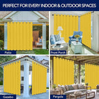 PureFit Outdoor Curtains for Patio Waterproof Weatherproof, UV Resistant Outside Curtains for Gazebo, Front Porch, Pergola, Sun Blocking Privacy Curtain, 120W x 84L inch, 1 Panel, Yellow