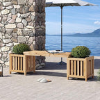Giantex 2-in-1 Outdoor Bench with 2 Raised Garden Beds, Planter Boxes with Open-Ended Base, Garden Bench Seat for Porch Balcony Lawn Yard, DIY Assembly, Natural