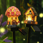2 Pack Mushroom Fairy House Solar Light Spring Outdoor Garden Home Statue LED Light Fairy Lights for Outside Spring Garden Lawn Walkway Patio Yard Backyard Plant Decoration