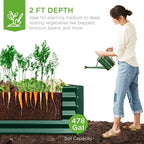Best Choice Products 8x4x2ft Outdoor Metal Raised Garden Bed, Deep Root Planter Box for Vegetables, Herbs & Flowers, 478-Gallon Capacity, 100% Non Toxic Materials - Dark Green
