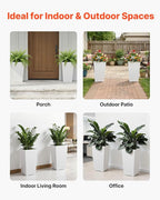 VEVOR Set of 2 Tall Planters for Outdoor Plants 22 inch, White Tall Planter for Indoor Plants, Modern Planters for Front Porch Patio Balcony, Plant Container Flower Pots with Built-in Drainage
