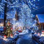 String Lights, 168 ft Blue and White LED Outdoor Lights with Remote