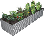 12x2x2FT Galvanized Raised Garden Bed Kit,Vegetable Plant Boxes-Rectangle Metal Flower Box,Large Planter Raised Beds Outdoor Garden for Planting,Fruit,Herb-Silver