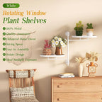 Window Rotating Plant Stand Shelf Indoor White Metal Floating Shelves 2-Tier Wall Mount Plant hanger Holders for Wall Planter Modern Home Decor window sill gifts