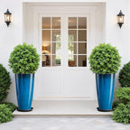 QCQHDU 21 inch Tall Planters for Outdoor & Indoor Plants, Set of 2 Large Outdoor Planters with Drainage Hole for Front Porch, Patio, Garden, Home Decor, Blue
