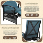 Oakcloud Adjustable Outdoor Lounge Chair Metal Patio Relaxing Recliner Chair with Removable Cushions(Peacock Blue)