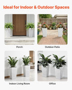 VEVOR Set of 2 Tall Planters for Outdoor Plants 23 inch, White Tall Planter for Indoor Plants, Modern Planters for Front Porch Patio Balcony, Plant Container Flower Pots with Built-in Drainage