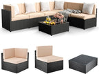Pamapic 7 Pieces Outdoor Sectional Furniture，Wicker Patio sectional Furniture Sets，All-Weather Rattan Sectional Sofa Conversation Set with Coffee Table and Washable Couch Cushions Covers