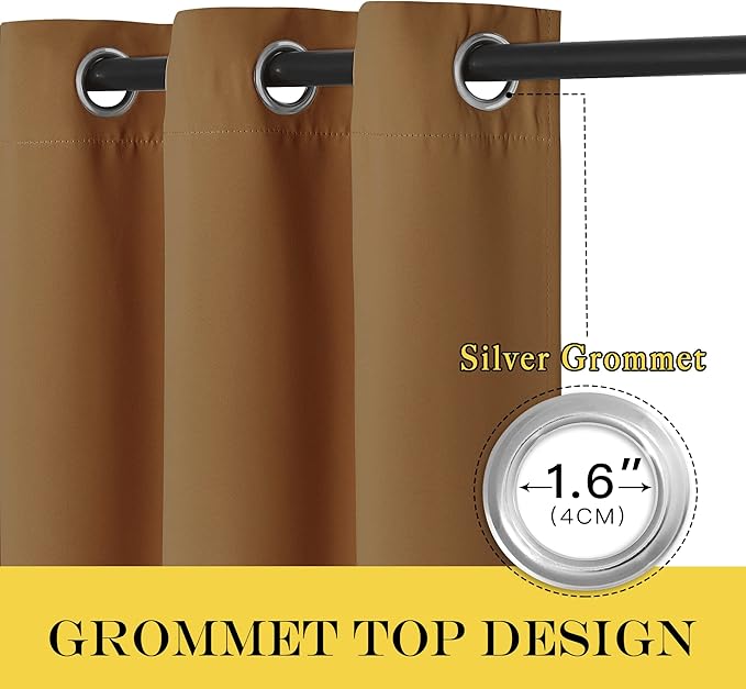 NICETOWN Patio Curtain for Sliding Glass Door - Grommet Blackout Thermal Curtain Room Darkening Sound Reducing Drape for Bedroom/Living Room (Gold Brown, 1 Panel, W100 x L84)