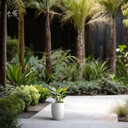 Kante 11.8 Inch Tall Concrete Planter, Large Indoor Outdoor Plant Pot with Drainage, Smooth White Finish with Painted Interior, Ideal for Porch, Home, Garden, Patio