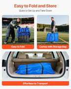 VEVOR Portable Folding Bench, 8 Seat Foldable Soccer Bench with Side Pockets and Carrying Bag, Lightweight Sideline Seating with Back Rest for Football, Baseball, Camping, Outdoor Events, Blue
