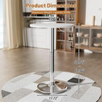 Flamaker Round Bistro Pub Table 23.6 Inch Height Adjustable 360° Swivel Bar Table Metal Base for Pub, Dining Room, Party (1, White-Silver)