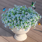 JAKY-Global Faux Artificial Plants Outdoor Flowers Spring Summer Decoration 16 Bundles Fake Eucalyptus Silk Daisy UV Resistant Realistic for Outside Planters,Pot,Front Porch,Patio,Yard Decor