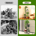 Plant Stand Indoor Outdoor, Corner Metal Plant Stands, Heavy Duty Tall Planter Shelf for Multiple Plants, Flower Pot Holder for Patio Garden Balcony Living Room (Black, 4 Tier-5 Potted)
