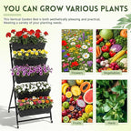 2 Pack 5-Tier Vertical Garden Planter 4.5 ft Tall Raised Garden Bed with Lockable Wheels & Drainage, Removable Elevated Herb Vegetable Flower Planter for Patio Deck Indoor Outdoor(Black)