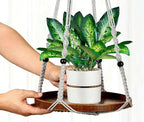 2 Pack Macrame Plant Hanger | Plant Hanger Indoor, Hanging Planter Shelf | Hanging Planter (Light Grey) (1 Large + 1 Medium)
