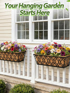 24in Tapered Coco Liners for Window Planter Box - 2 Pack 100% Natural Coconut Coir Fiber Liner Replacement for Deck Flower Box, Garden Railing Fence Wall Planter Basket